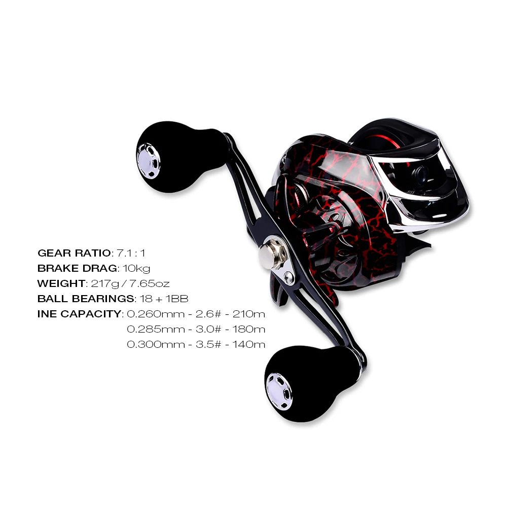 PRO BEROS DW121 7.1:1 Baitcasting Fishing Reel Bait Casting Reels Metal Fishing Reel Aluminum Alloy 18+1BB Spool 10KG Max Drag PRO BEROS DW121 7.1:1 Baitcasting Fishing Reel Bait Casting Reels Metal Fishing Reel Aluminum Alloy 18+1BB Spool 10KG Max Drag