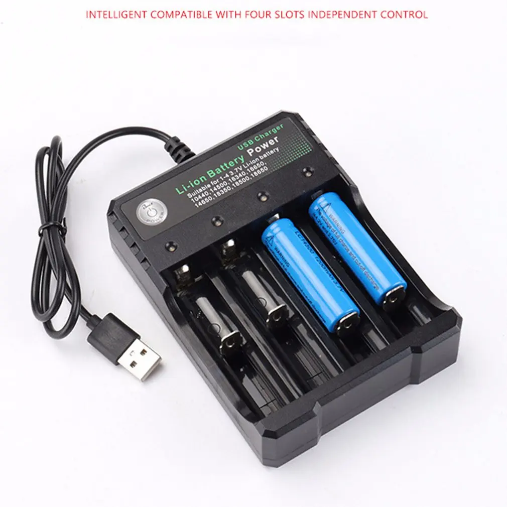 USB 18650 Зарядное устройство Черный 4 слота переменного тока 110 В 220 В двойной для 18650 зарядки 3,7 в перезаряжаемая литиевая батарея