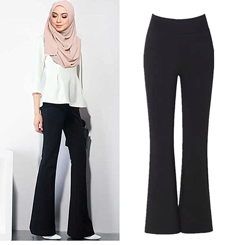 Muslim Fashion Ramadan Islam Office Lady OL Elastic Waist Flare Hem Pants Casual Turkey Kaftan Abaya Women Palazzo | Тематическая