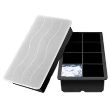 Квадратная большая форма для льда, домашний замороженный кубик льда, силиконовая форма для виски, сделай сам, форма для кубика льда, 8 решеток с крышкой