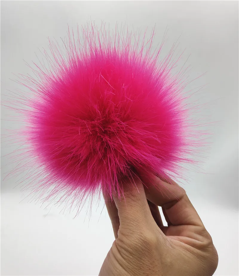 Furling 16CM /6.3inch Pack of 12 Large Faux Raccoon Fur Pompoms for Hats  with Wood Buttons 12Colors