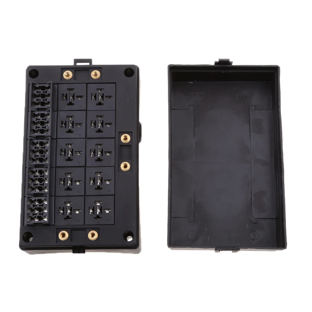 Universal 18 Way Blade Fuse Holder Box 10 Relay Base With Spade Terminals