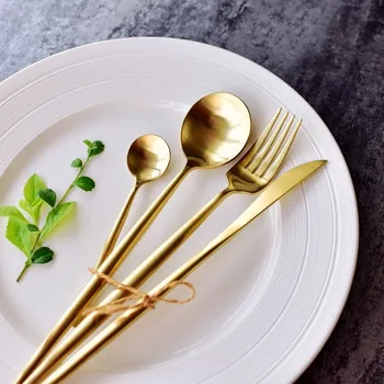 

4Pcs Black Gold Cutlery Set Stainless Steel cutlery set Dinnerware set Silverware Flatware Set Dinner Knife Fork Spoon tableware