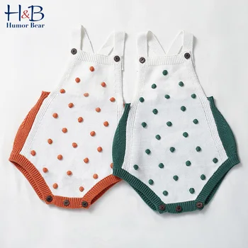 

Humor Bear Knitted Warm Jumpsuit 2020 Autumn Winter Handmade Wool Ball Baby Infant Bag Fart Jumpsuit Romper Kids Clothes