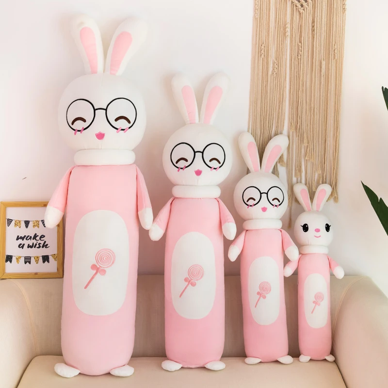 60-130cm Large Size Toys Cute Pink Blue Rabbit Pillow Soft Cushion Stuffed Animals Bunny Plush Toys Christmas Gift For Children