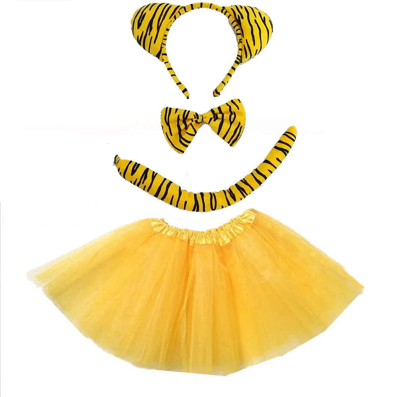 Animal Tiger Girl Cosplay Headband Tutu Skirt Tie Tail Set Kids Children Party Props Costume Halloween Christmas | Тематическая