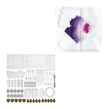 

1 Set Jewelry Making Silicone Resin Molds & 1 Pcs Resin Coaster Mold-Irregular Silicone Coaster Mold