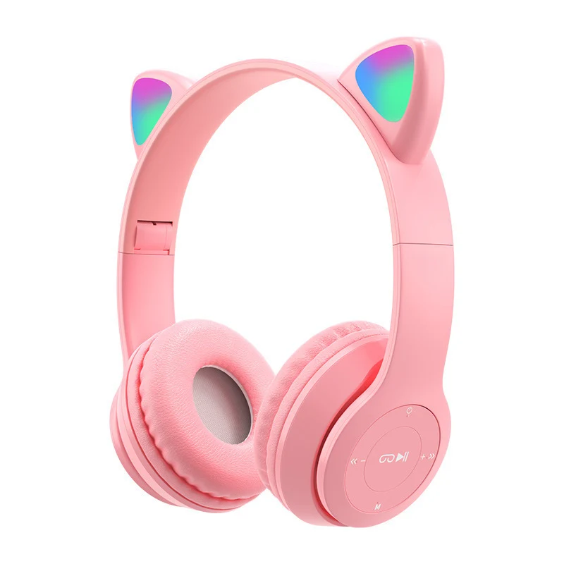 wireless headphones Bluetooth LED Cute Cat Ears Wireless Headphones With Mic Can Control For PC Kid Boy Girl Stereo Music Helmet Phone Headset Gifts headphones with microphone