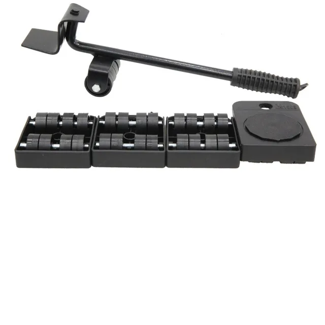 Thuis Trolley Lift En Bewegen Slides Kit Gemakkelijk Systeem Voor Zware Meubels 4 PC Rollers & 1 PC Meubels Lifter mover Vervoer black
