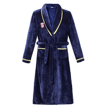 

Velvet Thickened Navy Blue Couple Bathrobe Daily Flannel Pajamas For Women Pijamas Nightwear Lounge Sleepwear халат женский