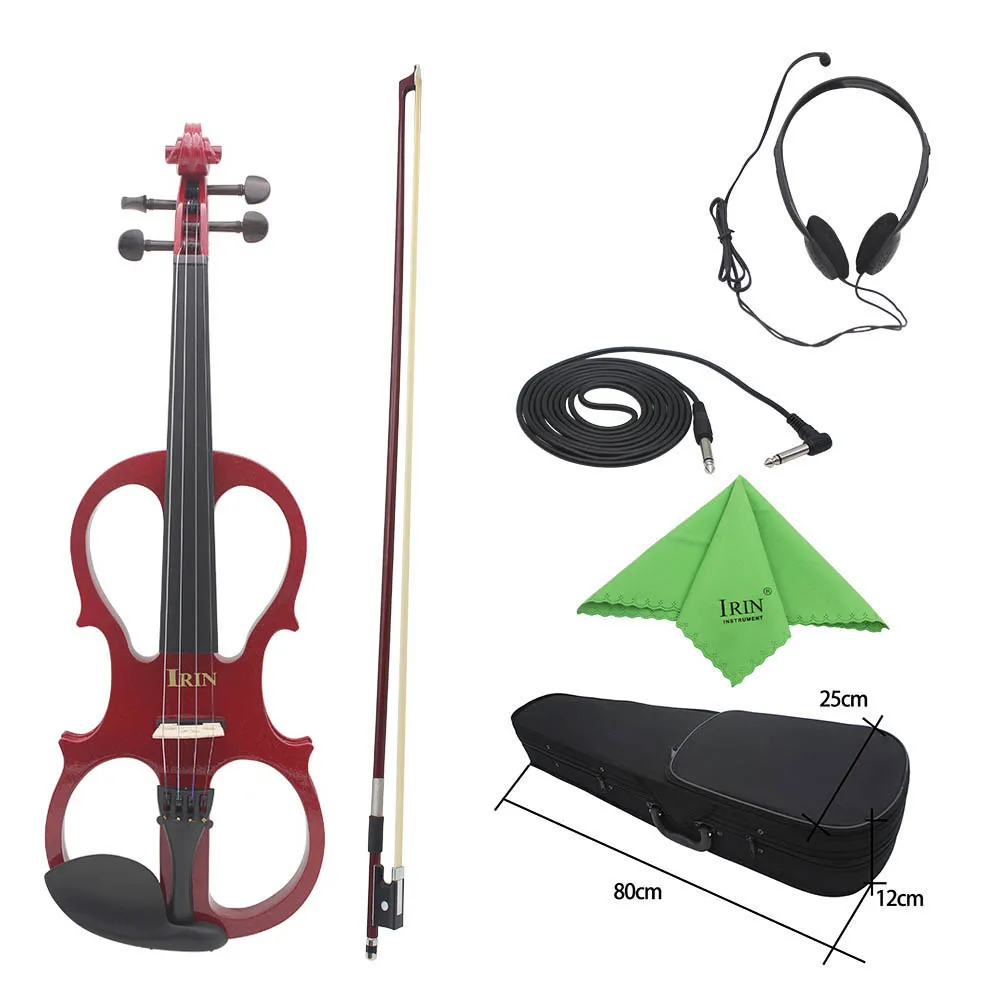 

4/4 Wood Maple Electric Violin Fiddle Stringed Instrument with Ebony Fittings Cable Headphone Case for Music Lovers Beginners