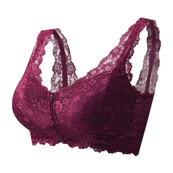 

Non-steel Ring Underwear Front Buckle Zipper Lace Sexy Beautiful Back Full Cup Thin Section Collection Vice Breast Anti-sag Bra