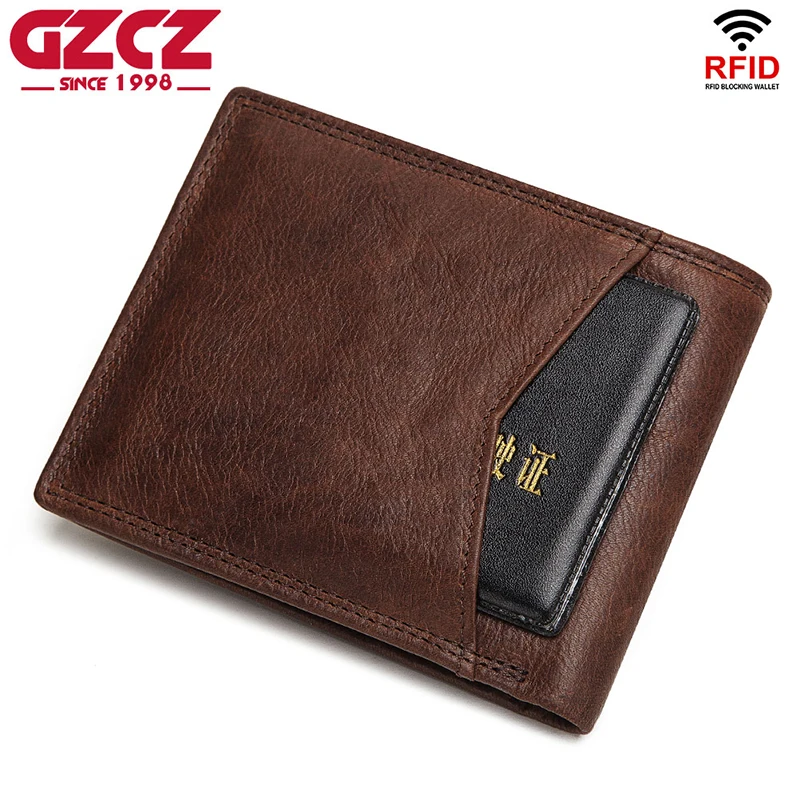 Кошелек GZCZ Rfid из 100% натуральной кожи мужской кошелек для кредитных карт тонкие