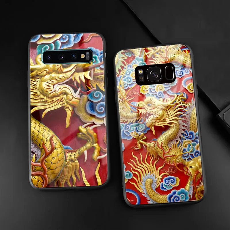 Подвеска дракон закаленное стекло чехол для телефона оболочки coque для samsung galaxy note10 s8 s9 s10e s10 plus note 10, 8, 9, 10, плюс