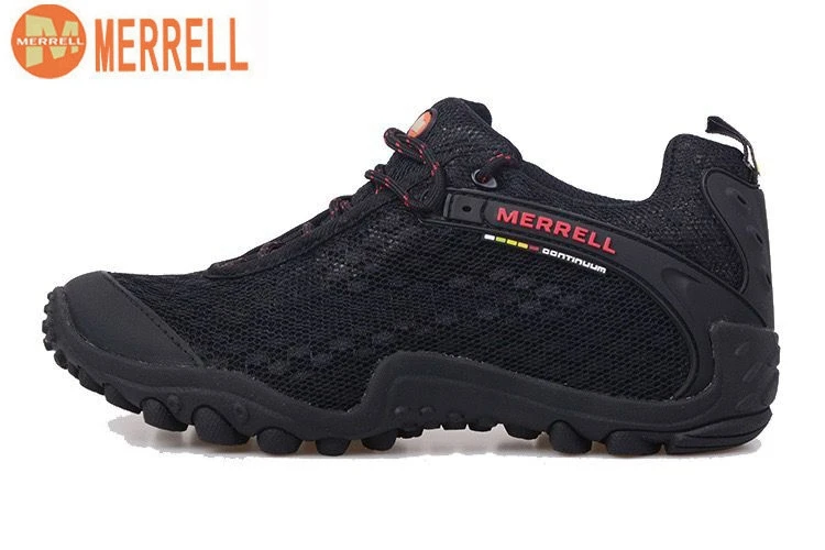 Merrell Original Men Breathable Camping Outdoor Non-slip Sport Mesh Hiking Shoes For Male Wear-Resistant Climbing Sneakers 39-44 - Цвет: Черный