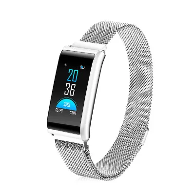 silver bluetooth F10C IP68 водонепроницаемый смарт-Браслет фитнес-трекер с пульсометром и кровяным давлением - Цвет: silver