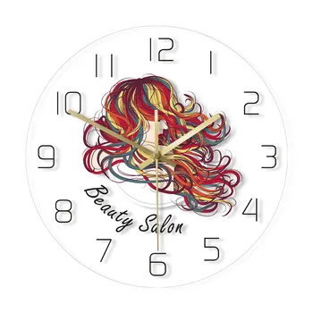 

Long Hair Fashion Lady Decorative Wall Clock Beauty Hair Salon Style Wall Clock Hair Studio Hairstylist Decor Hairdresser Gift