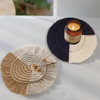 baratas Nórdico Macrame Coaster Almofada Do Copo Do Coffe Boemia Caneca Isolamento Esteira De Tabela Placemat Algodão Feitos À Mão Não-slip Pad Mesa Da Cozinha Decoração