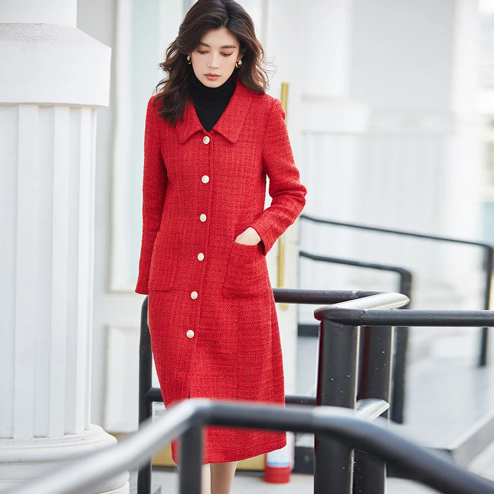 

new sequins waist lapels retro temperament classic tweed small fragrance coat coat women woolen coat ladies coats plaid coat
