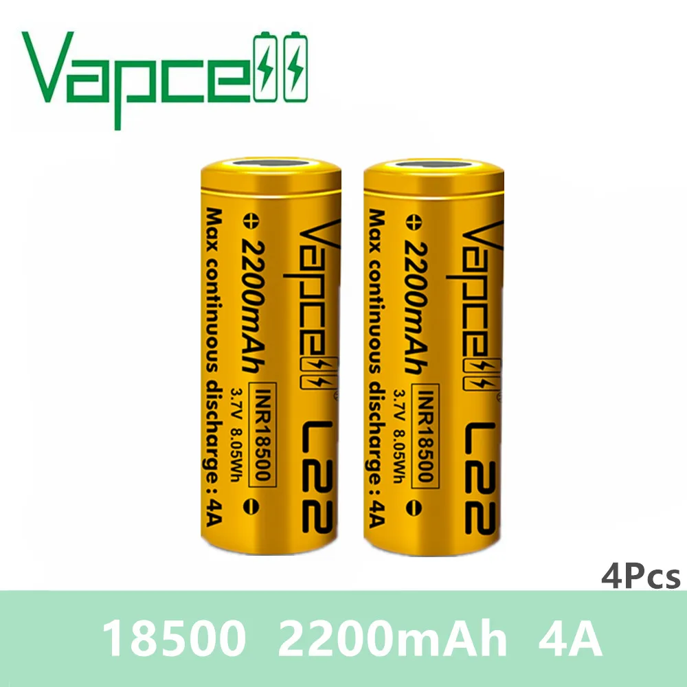 Бесплатная доставка 1 шт. Vapcell INR18500 2200 мАч 4A L22 8.05Wh Высокая емкость 3. 7 в