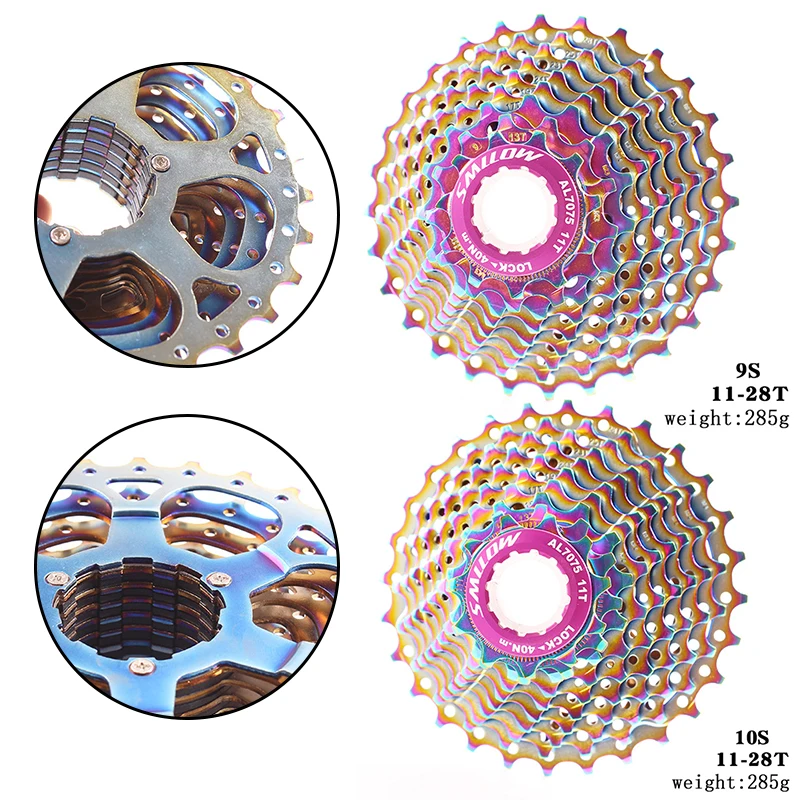 9 S/10 скоростей кассета 11-28T широкое соотношение Радуга свободного хода горный велосипед MTB велосипед кассета легкий полый маховик велосипед