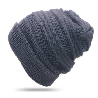 Осенне-зимняя теплая вязаная шапка, цветные шапочки Skullies Beanies, шапки для женщин и мужчин, модная шапка с принтом, Уличная Повседневная Кепка в стиле хип-хоп - Цвет: Синий