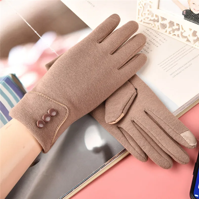 17-20CM Women`s Keep Warm Winter Gloves Cuff Soft Lining Button Decoration Gloves Sweet Women Girls Accessories 30DE30 (9)