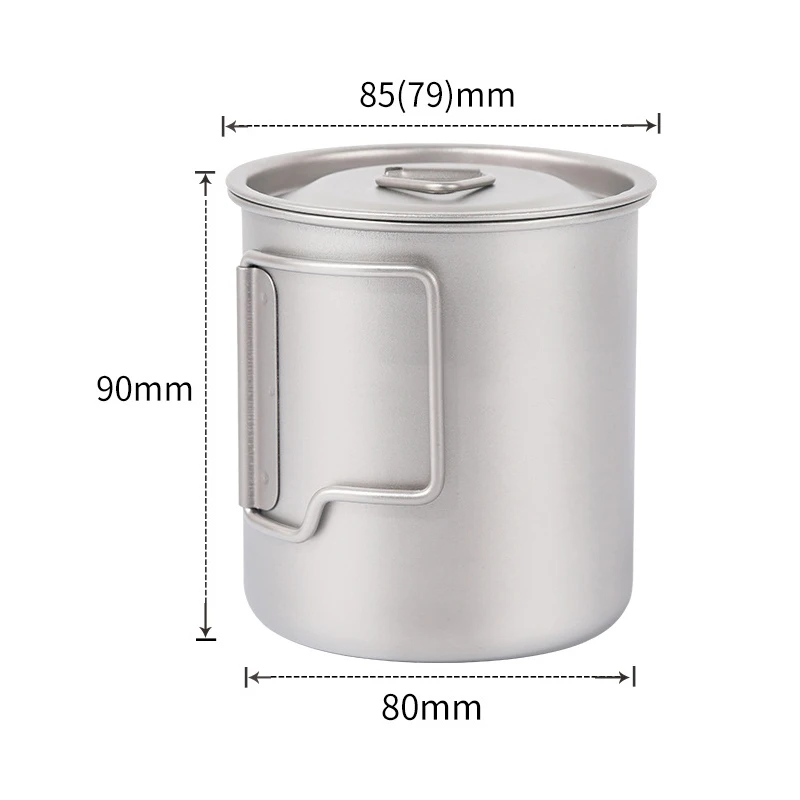 Titanium Water Cup 420ml Mug with Lid Portable for Outdoor Picnic Camping Travel SEC88