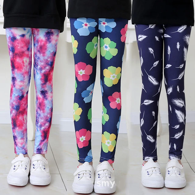 Girls Leggings Spring Summer Flower Printed Children Trousers Girl Casual  Pencil Kids Pants Cute Toddler Leggings