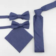 Хлопковый джинсовый Семейный комплект с галстуком-бабочкой, комплект с галстуком-бабочкой из 4 предметов, костюм для родителей и ребенка