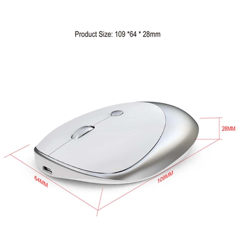 T36 перезаряжаемая беспроводная мышка Bluetooth 3,0+ 5,0+ 2,4G беспроводная мышь 1600 dpi тонкая мышь с аккумулятором 500mAh(серебристый