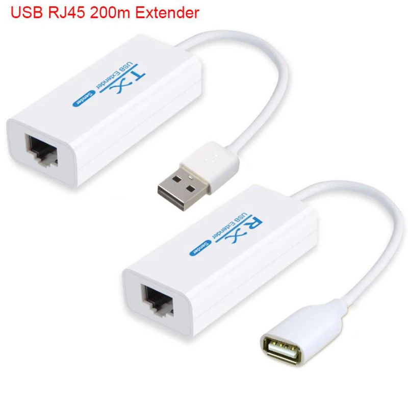 RJ45 Ethernet LAN кабель 2 шт. компьютерный кабель USB удлинитель адаптер до 200 м с помощью CAT5E Cat6 TX RX приемник отправителя