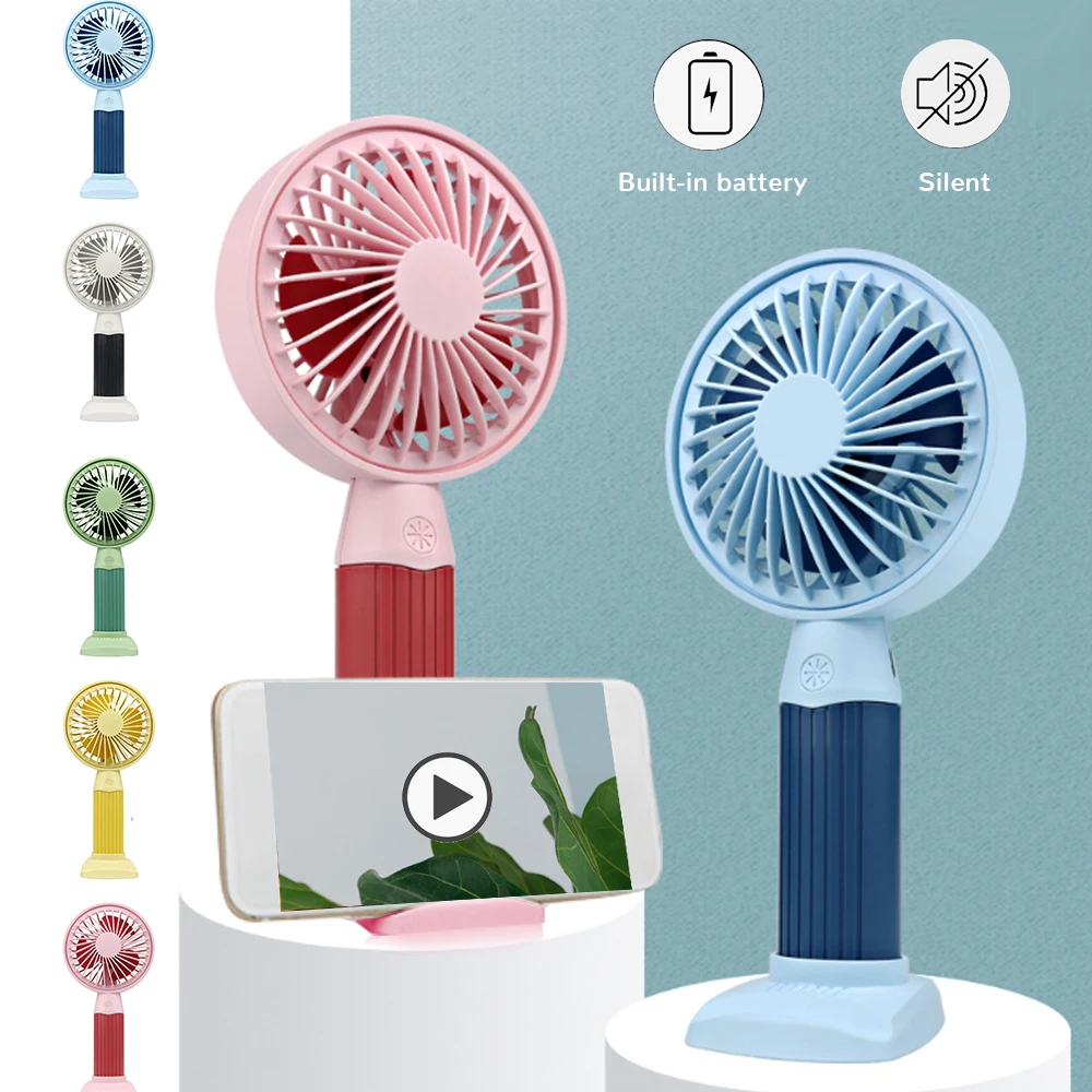 Mini Portable Cooling Fan Cartoon Mini Fan Portable USB Fan Mobile Phone Holder Silicone Fan Blade Color : Yellow