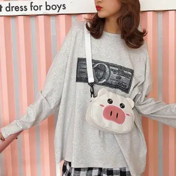 

Cute Women handbag Student Grils Multi-Pocket Shoulder Bag Small Shoulder Bag Purse Tote Ladies Bag Pig Messenger Cross Body Bag