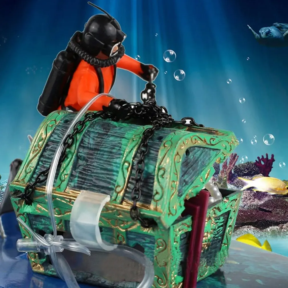 Diver Hunter сундук с сокровищами подводный Пейзаж орнамент мультфильм аквариум Аквариум Ландшафтный орнамент украшение