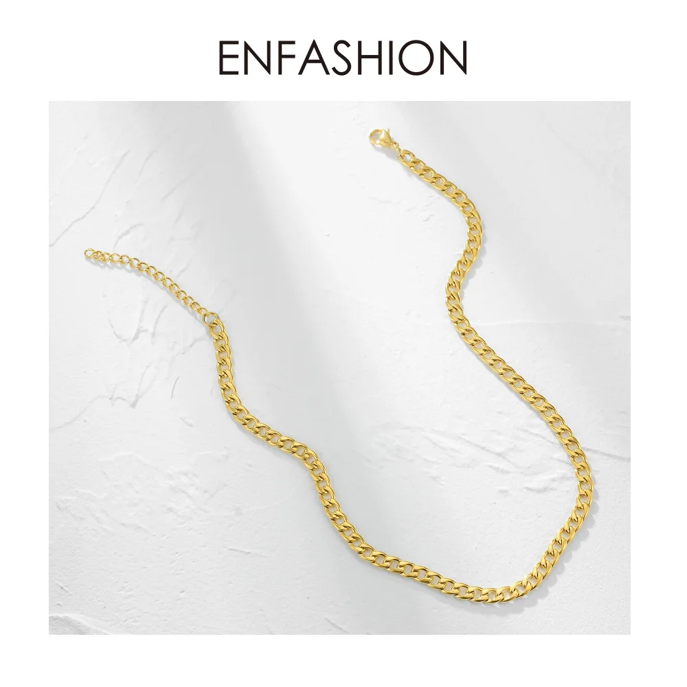 ENFASHION ожерелье-чокер на цепочке, Женские аксессуары из нержавеющей стали золотого цвета, Мужские Подарочные ожерелья украшения P193021
