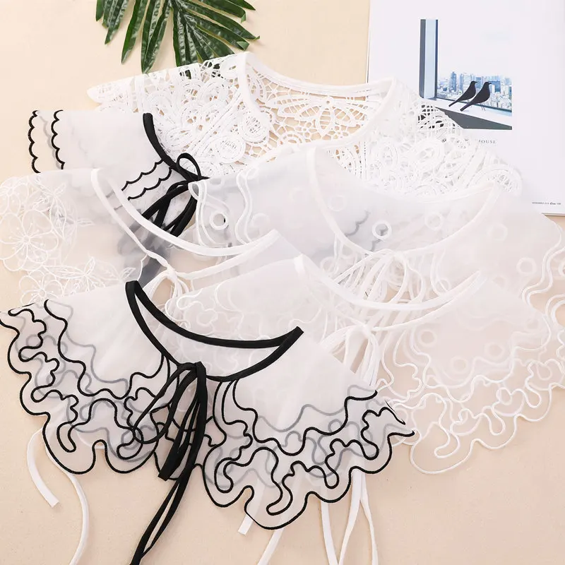 

Many Beautiful Mesh Openwork Embroidery Water Soluble Lace Versatile Collar Accessories Ladies Girls Standard Size Decoration