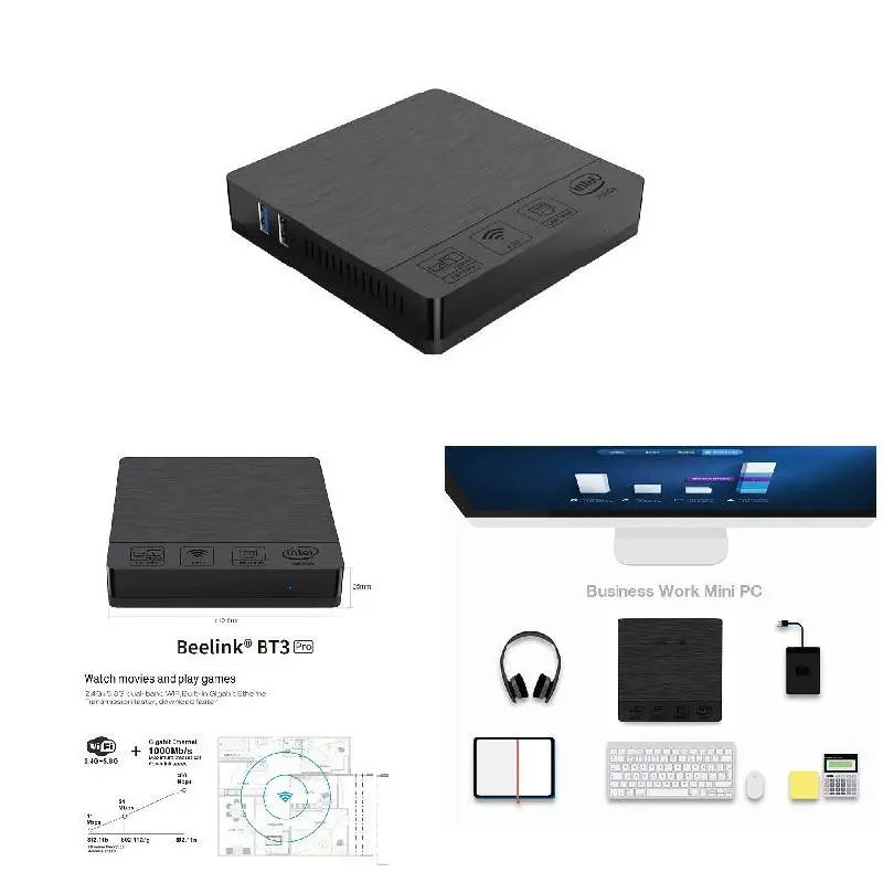 Мини ПК 4G/64GB Win10 BT4.0 теплоотвод пылезащитный 2,4G+ 5,8G двойной WiFi Hi 888