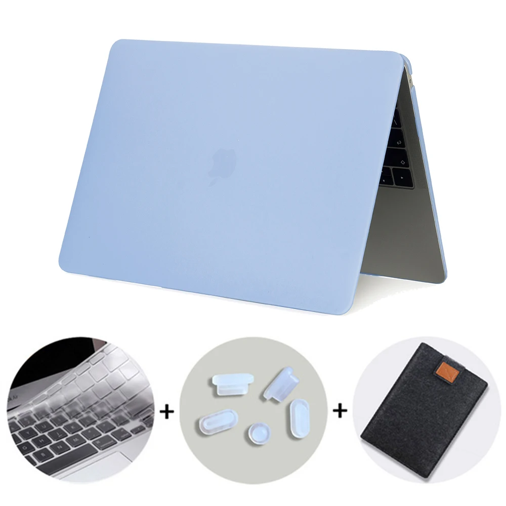 MTT Прозрачный матовый чехол для Macbook Air Pro retina 11 12 13 15 сумка для ноутбука чехол для Apple mac book Air 13,3 дюймов жесткий чехол - Цвет: Matte Light Blue