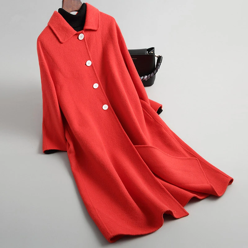 

New 2020 YUNSUE Autumn Spring Double-sided Wool Coat Female Elegant Women's Cashmere Jacket Overcoat Woolen Jackets Casaco 38411