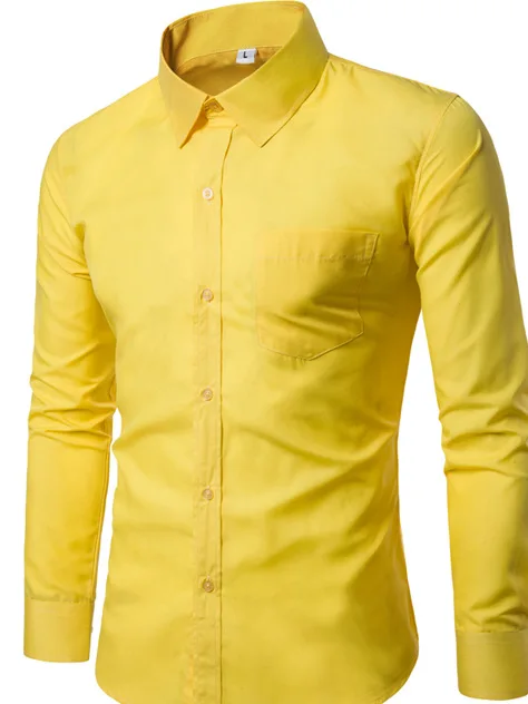 Индийское платье сари шоппинг Пакистан новая мужская мода Горячий взрыв модели сплошной цвет тело размер тонкая рубашка с длинными рукавами - Цвет: Цвет: желтый