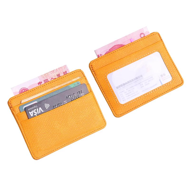 Lizard Pattern Leather Credit Card Holder Small Double sided Card Wallet Men Women ID Bank Case Multi-card slot Mini Purse