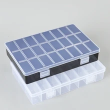 Boîte de rangement en plastique à 24 compartiments, boîte de rangement pratique pour bijoux, boucles d'oreilles, perles, porte-vis, étui organisateur