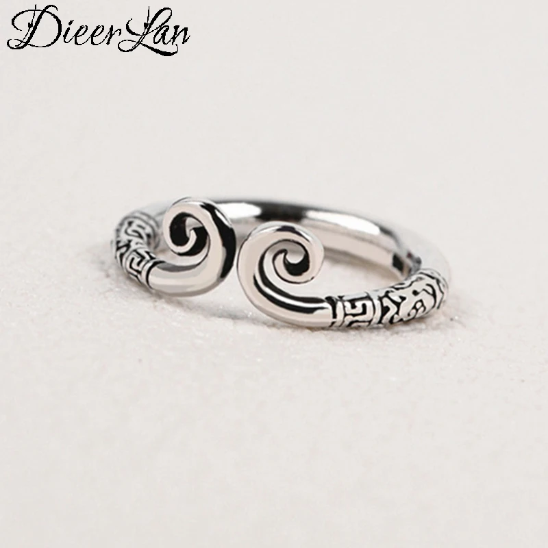 DIEERLAN Boho Винтаж 925 пробы Серебряная корона кольца для мужчин и женщин большие открытые, кольца на палец вечерние подарки Anillos