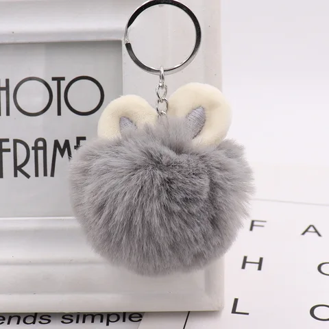 Fur Pom Pom Keychain Fake Rabbit Hair Ball Keychain Porte Clef Pompom De Fourrure Fluffy Bag Charms Bunny Keychain Keyring