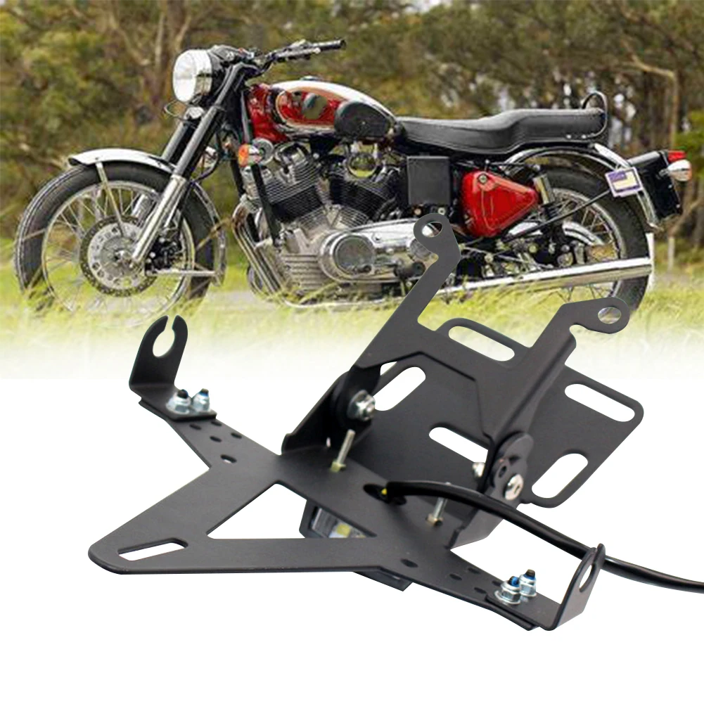 

Iron Adjustable Accessory Firmly Direct Fit License Plate Frame With LED Light Motorcycle Anti-collision Replacement For Honda