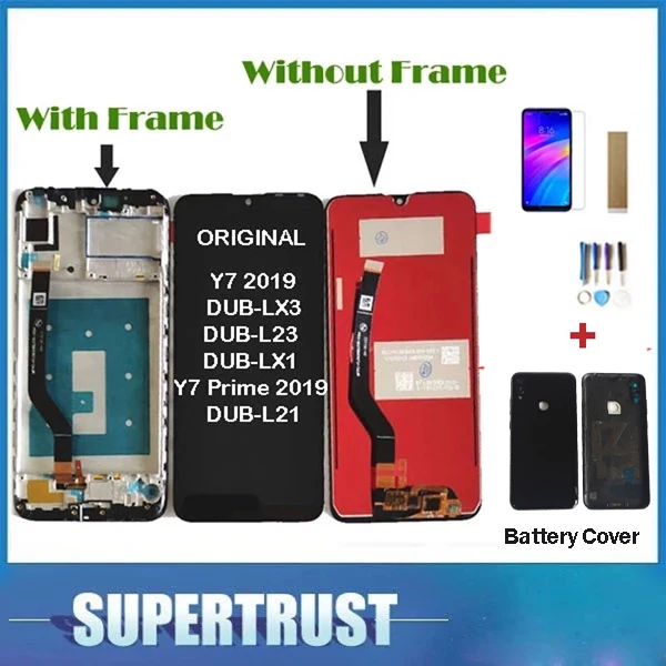 Billige Mit Ohne Rahmen Original Für Huawei Y7 2019 DUB LX3 DUB L23 DUB LX1 Y7 Prime 2019 LCD Display Touch Screen + batterie abdeckung
