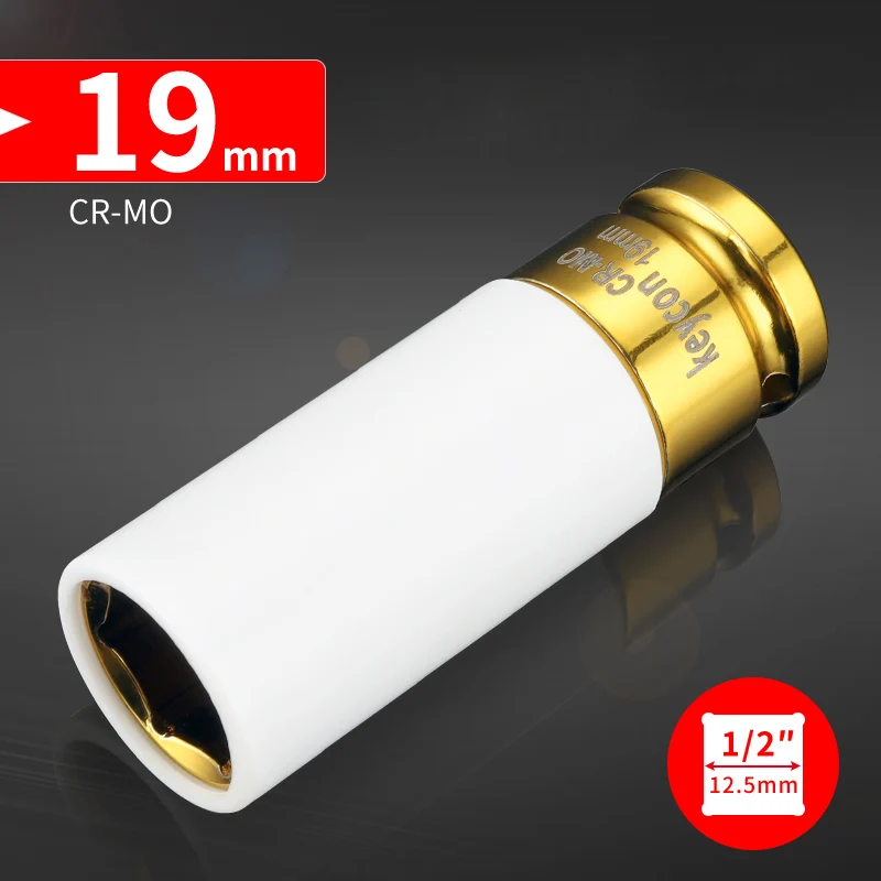 19mm 1 шт. 1/" CR-MO удлиненные ударные розетки 17,19, 21,22 мм пневматический гайковерт головка 1/2 Торцевая Головка торцевая головка Инструменты для ремонта авто - Цвет: 19mm
