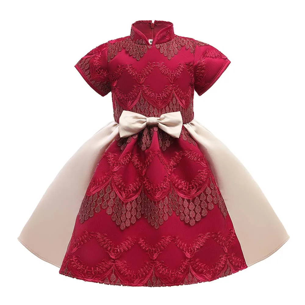 

Girls Dress Mandarin Collar Cheongsam Kids Clothes for Girl Chinese Style Evening Dress Vintage Party Dress