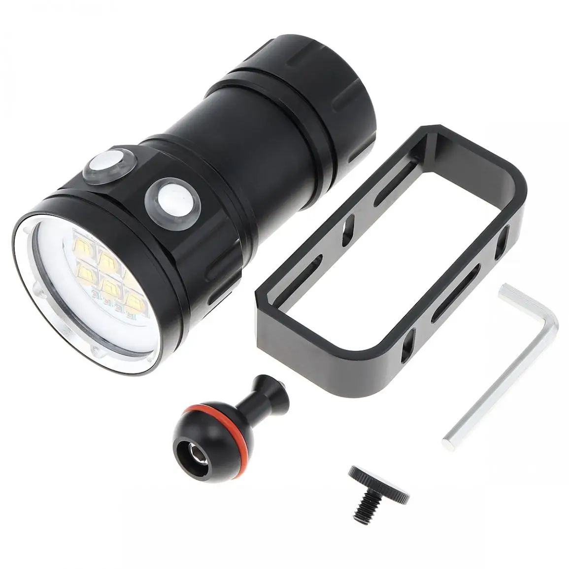 300 Вт шесть 9090 белый XML2+ четыре XPE красный R5+ четыре XPE синий R5 светодиодный подводный 100 м светильник для дайвинга со сферическим кронштейном